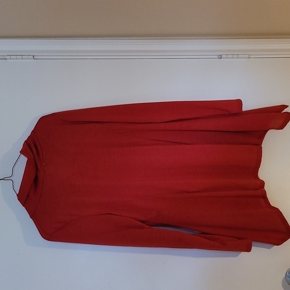 Jon Den Cowl Neck Longsleeve Flared Top Size Large Red - Picture 2 of 6